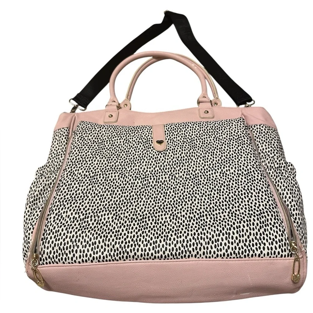 Betsey Johnson Roll Out Diaper Bag. Blush Pink & Black